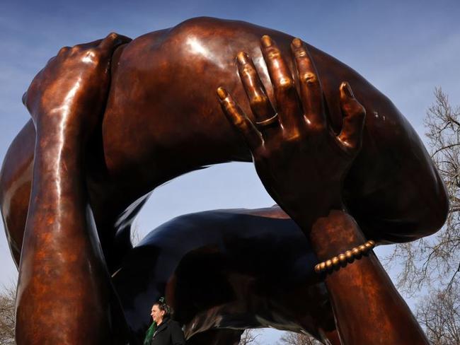 Boston, MA - January 10: Embrace, the Dr. Martin Luther King Jr. memorial sculpture at Boston Common. (Photo by Craig F. Walker/The Boston Globe via Getty Images)