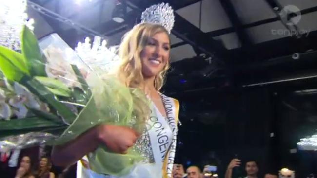 Mariam with her flowers after winning. Picture: Channel 10