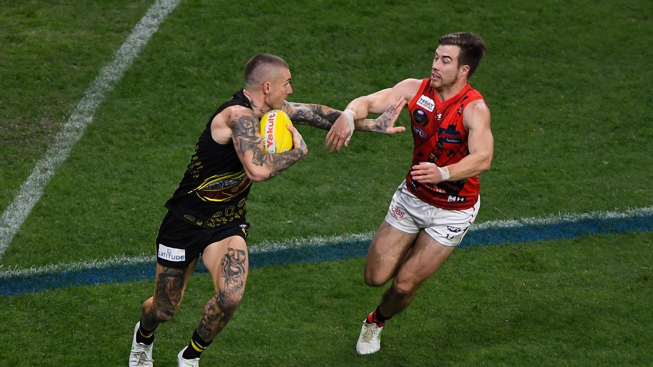 Essendon and Dustin Martin have enjoyed playing the Bombers in recent years Picture: Getty Images)