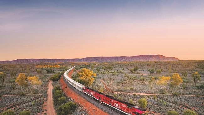 The Ghan train in the Outback