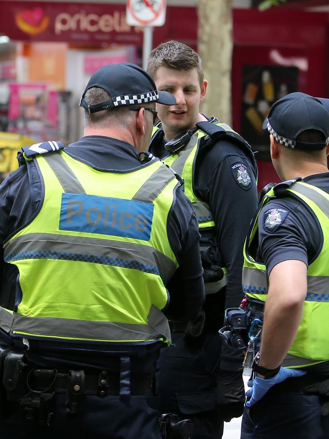 A heavy police presence has been at Bourke Street following the attack. Picture: Yuri Kouzmin