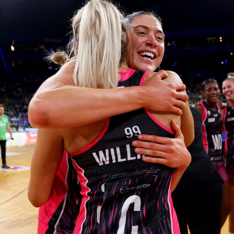 Matilda Garrett celebrates a win for the Thunderbirds.