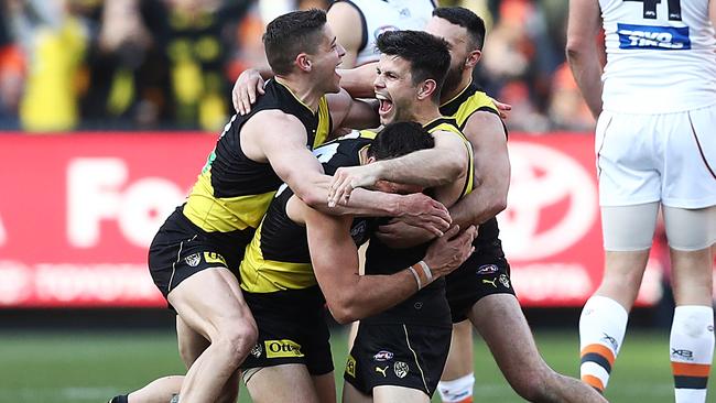 Richmond players during the last day grand final in 2019. Picture: Getty Images