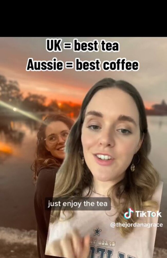 The social media star’s second tip was to never drink coffee in the UK. Picture: TikTok/@thejordanagrace