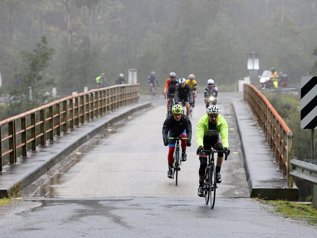 Riders competing in the second Bicycle Network Tasmanian Peaks Challenge. Pictures: CHRIS KIDD