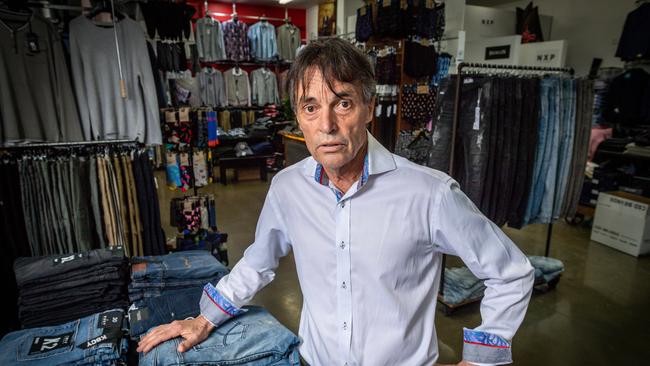 Harry's Clothing owner Harry Hutchinson is refusing to pay his fine. Picture: Jake Nowakowski