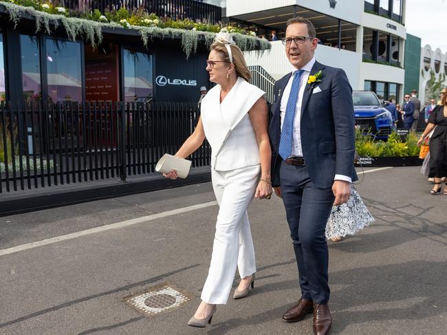 She arrived with Sports Minister Steve Dimopoulos. Picture: Jason Edwards,