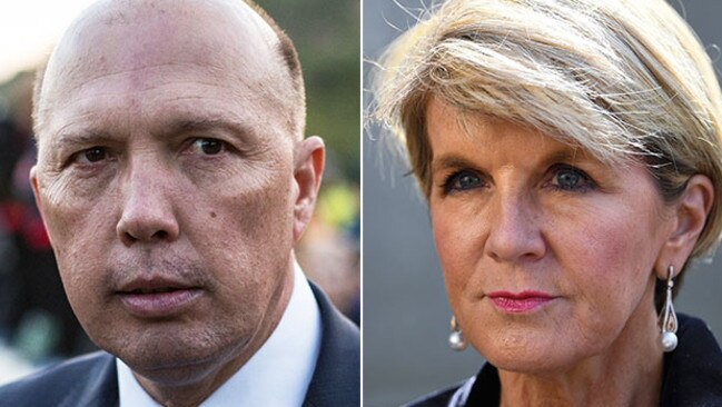 Composite image of Peter Dutton and Julie Bishop.