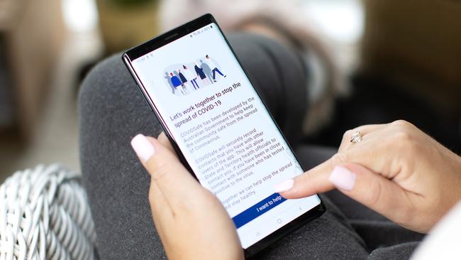 Australians can register to use the Government’s coronavirus-tracing app after adding their mobile phone number, name, age range, and postcode. Picture: Mark Kolbe/Getty Images