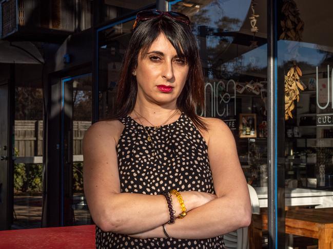 Unica Cucina e Caffe restaurant owner Michelle Loielo is taking the Victorian government to court over lockdown restrictions. Picture: Jake Nowakowski