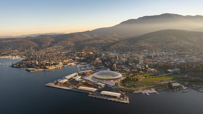 Macquarie Point multipurpose stadium aerial view. Picture: Mac Point Development Corporation