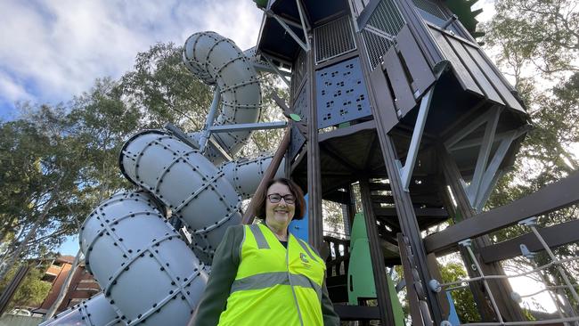 Cumberland Mayor Lisa Lake at the revamped Civic Park in the centre of Pendle Hill.