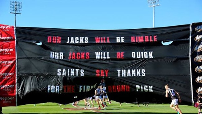 The St Kilda banner before the clash with Hawthorn. Photo: Facebook - St Kilda FC