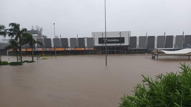 Flooding at Toombul shopping centre. Picture: Aaron Symonds