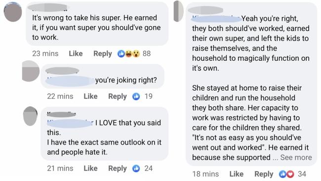 One woman thought the mum should have worked if she wanted super, but she was shut down by other commenters. Photo: Facebook