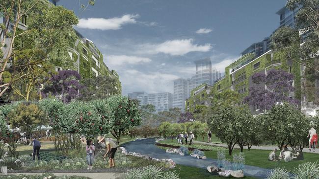 Artist’s impression of open space in David Vago’s plan for Woolloomooloo.