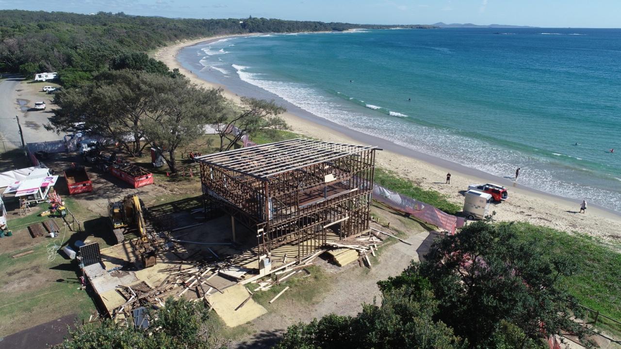 The old Woolgoolga SLSC clubhouse being demolished. February 2021.