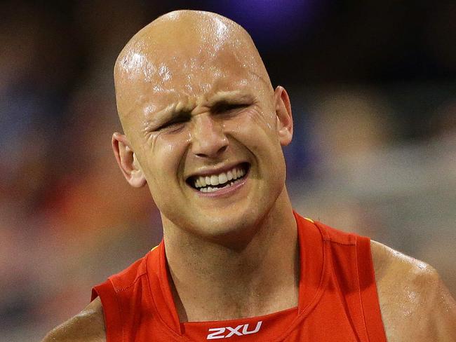 Gary Ablett comes off injured in the 3rd quarter during the round 16 AFL game between the Gold Coast Suns and Collingwood from Metricon Stadium, Carrara. Pics Adam Head