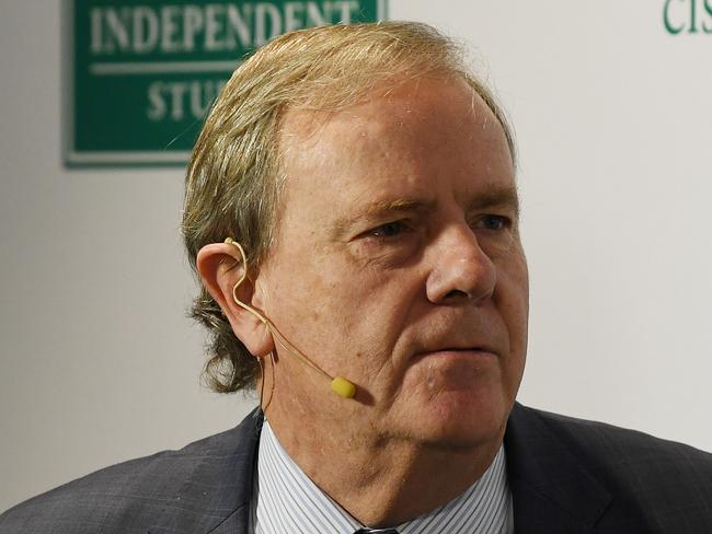 Former federal treasurer Peter Costello speaking at The Centre for Independent Studies in Sydney, Monday, May 14, 2018. Mr Costello was speaking about the 2018 Budget and his time as treasurer under the Howard Government. (AAP Image/Dean Lewins) NO ARCHIVING