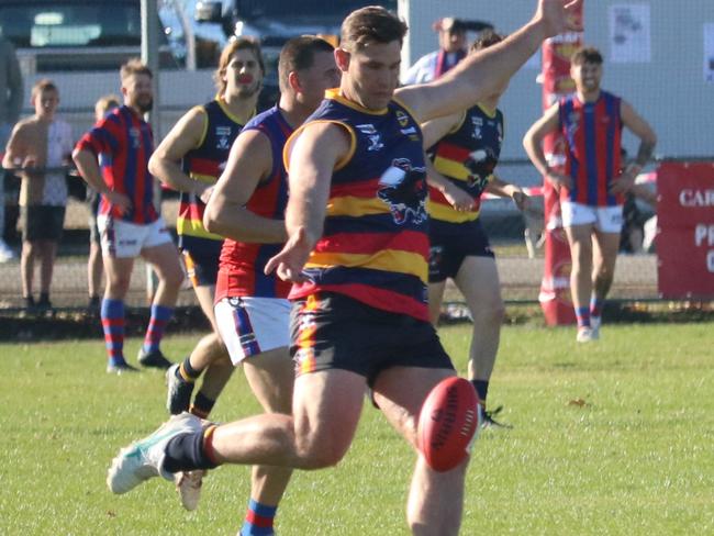 Tom Hawkins takes a kick for Beaufort. Picture: Central Highlands Football League Facebook