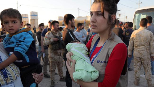 Syrian refugees who fled Turkish troops in northeastern Syria. Picture: AFP.