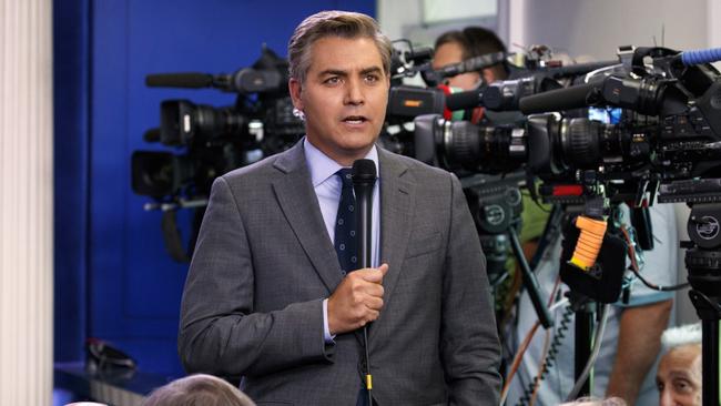 CNN correspondent Jim Acosta does a stand up before the daily press briefing at the White House in Washington.