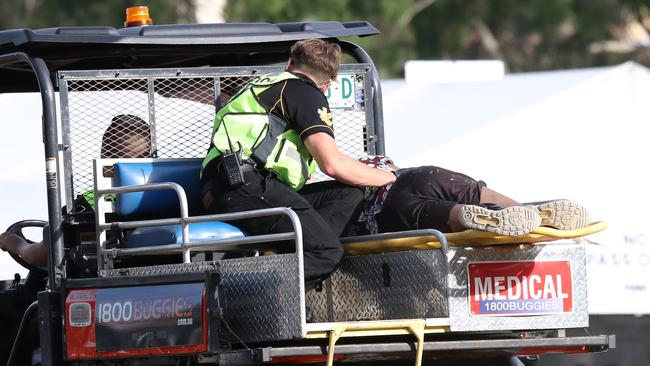 Festival goers at the Fomo Music Festival at Parramatta Park today with a heavy police presence searching for drugs. A 19 year old girl has died in Westmead hospital after attending the concert. Picture: David Swift.