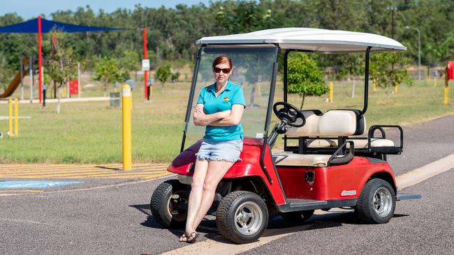 Hidden Valley Holiday Park manager Dani Walter says the business will struggle to survive the dry season, with bookings down 90 per cent due to the NT’s border lockdown. Picture: Che Chorley