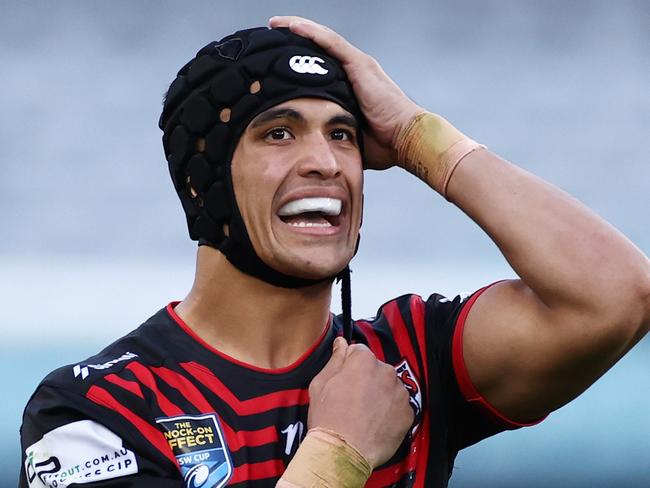 SYDNEY, AUSTRALIA - MARCH 26: Joseph Suaalii of the Bears looks on during the round three NSW Cup match between the North Sydney Bears and the South Sydney Rabbitohs at Stadium Australia on March 26, 2021, in Sydney, Australia. (Photo by Cameron Spencer/Getty Images)