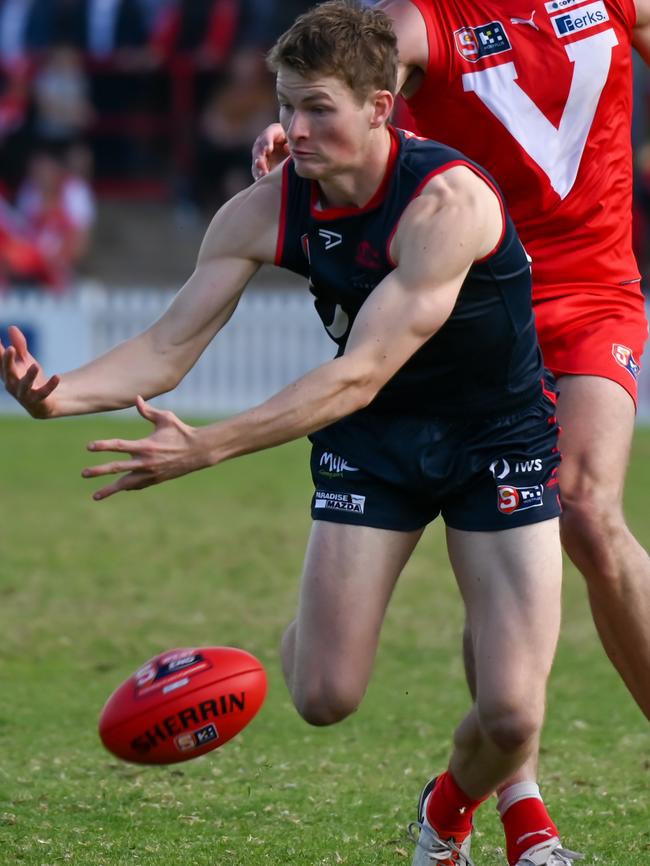 Izaak Twelftree in action against North Adelaide in Round 5. Picture: Naomi Jellicoe