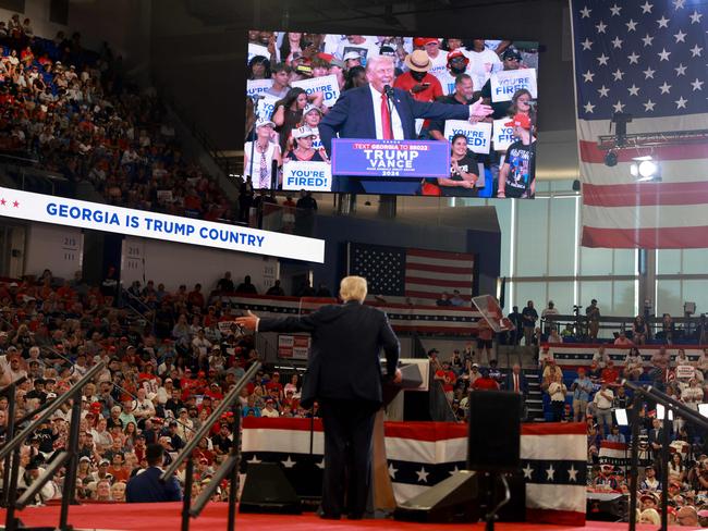 Republican presidential nominee Donald Trump speaks during a campaign rally in Atlanta, Georgia. Picture: Getty Images