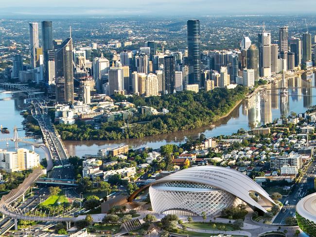 Gabba Olympic Precinct stadium render, designed by HAL Architects