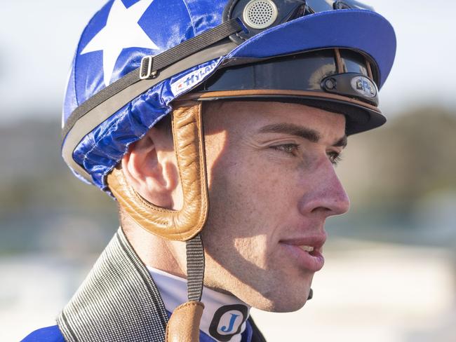 James Orman after his winning ride on Seat of Power in the Toowoomba Cup. Saturday, September 24, 2022. Picture: Nev Madsen.