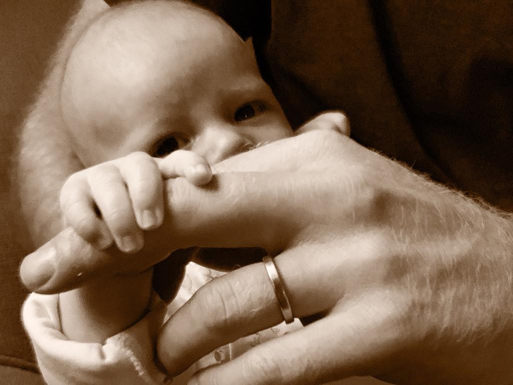 The couple released this sweet snap to celebrate Harry’s first Father’s Day. Picture: AFP/The Duke and Duchess of Sussex/@SussexRoyal