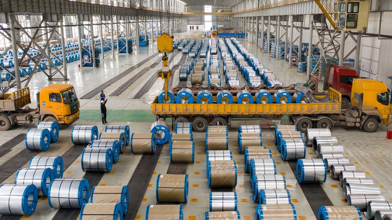 Steel coils at an MA Steel warehouse in China’s Anhui Province. Picture: Ruan Xuefeng/ VCG / Getty Images