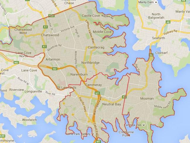 A map of the proposed lower north shore council amalgamation.