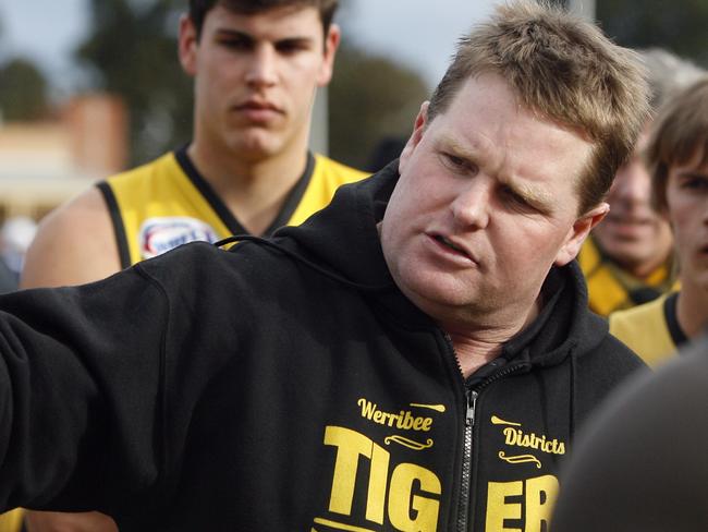 WRFL: Werribee Districts V Deer Park at Soldiers Reserve Werribee. Werribee coach Wade Chapman Picture: Richard Serong