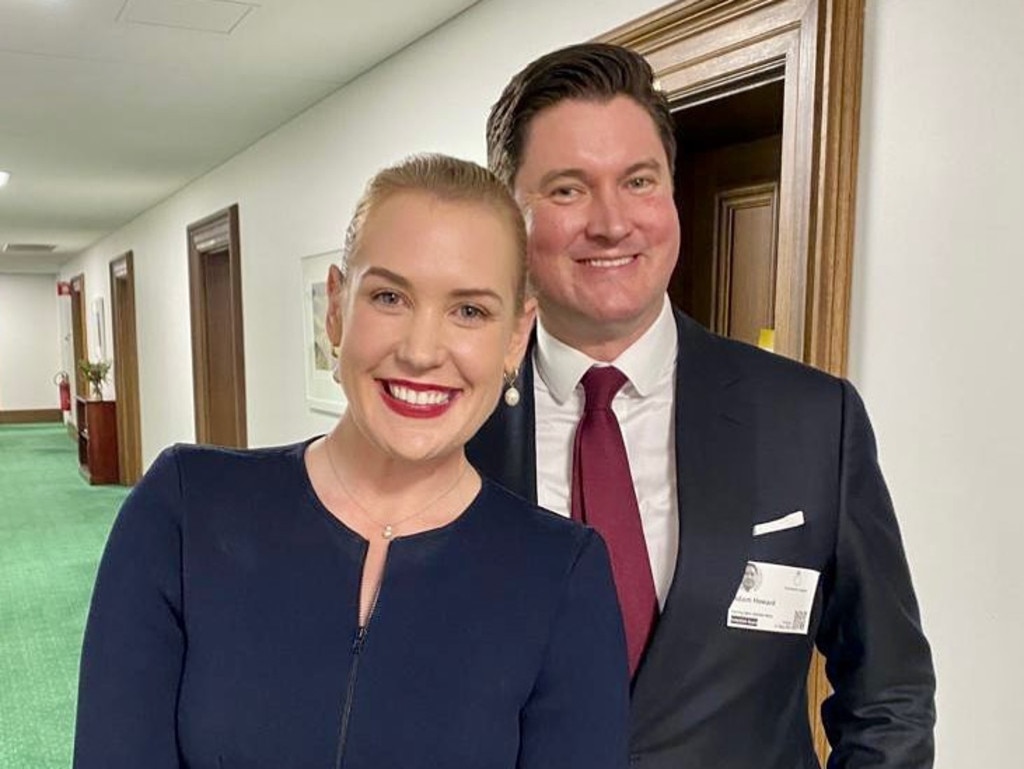 Ashton Hurn and husband Adam Howard in Parliament House. Picture: ashton_hurn/Instagram