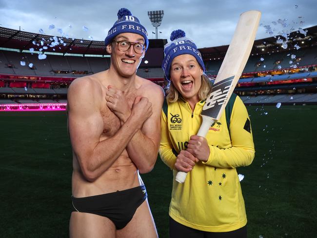 Mack Horton and Meg Lanning will go down the slide at the Big Freeze at the ’G. Picture: David Caird