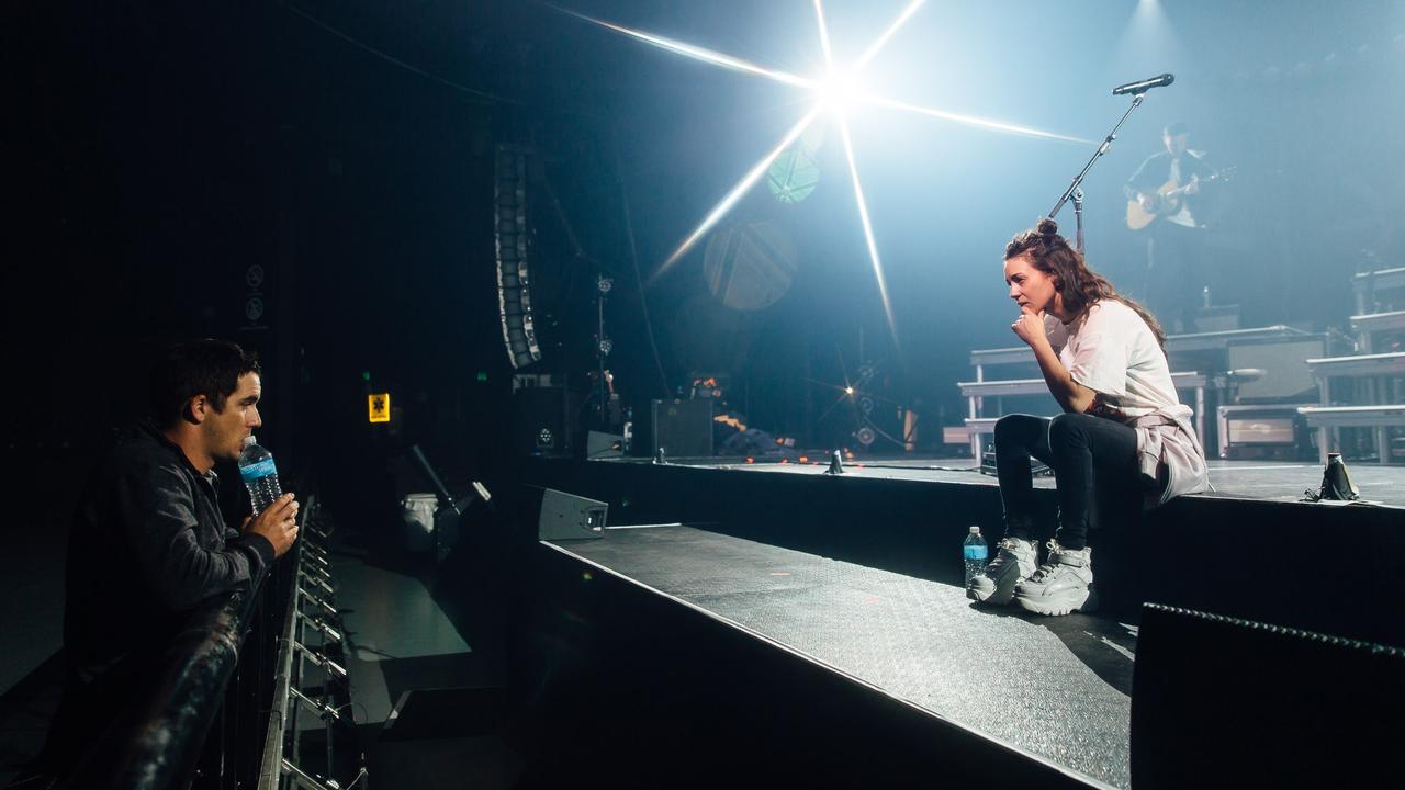 The manager and his artist figuring it out at soundcheck. Picture: Supplied