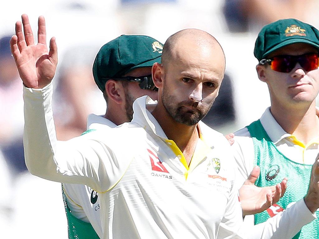 Nathan Lyon celebrates taking his 300th wicket - Kagiso Rabada stumped - in the Sandpapergate match in South Africa. Picture: AFP PHOTO / GIANLUIGI GUERCIA