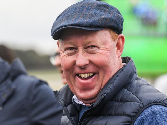 Trainer Matthew Williams after his horse Toregene (NZ) won the Western District Electrical Services Maiden Plate at Warrnambool Racecourse on May 04, 2022 in Warrnambool, Australia. (Brett Holburt/Racing Photos via Getty Images)