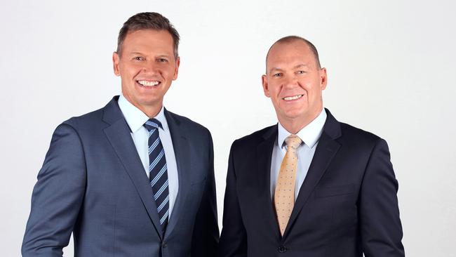 Bruce Abernethy with Channel 7 colleague Mark Soderstrom. Picture supplied