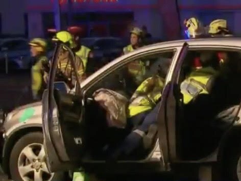 Multiple persons have been treated after a multi-vehicle pile-up in West Ryde this evening. Picture: Nine News