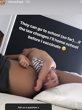 NRL WAG Shanelle Cartwright’s anti-vax posts on Instagram. 