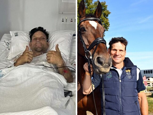 Shane Rose in hospital and during competition. Photos: Instagram/Facebook