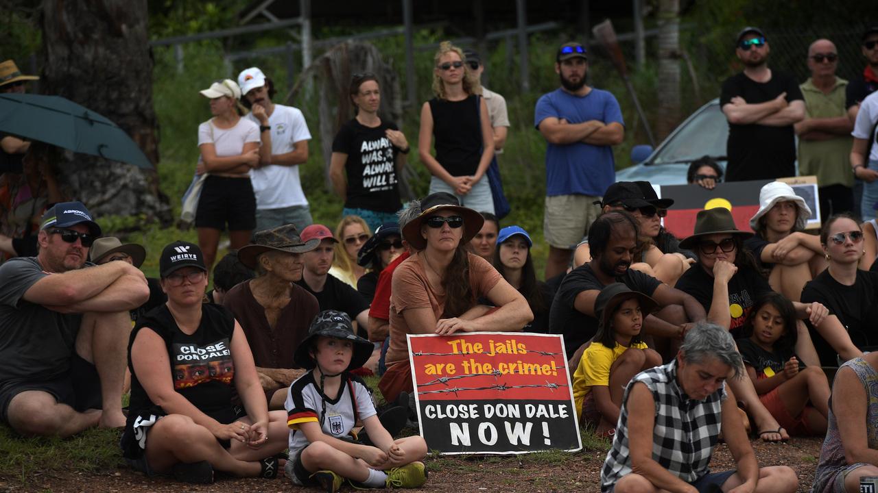 Protests outside the notorious Don Dale Youth Detention Centre. Picture: (A) manda Parkinson