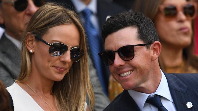 Irish golfer Rory McIlroy and wife Erica. Picture: AFP