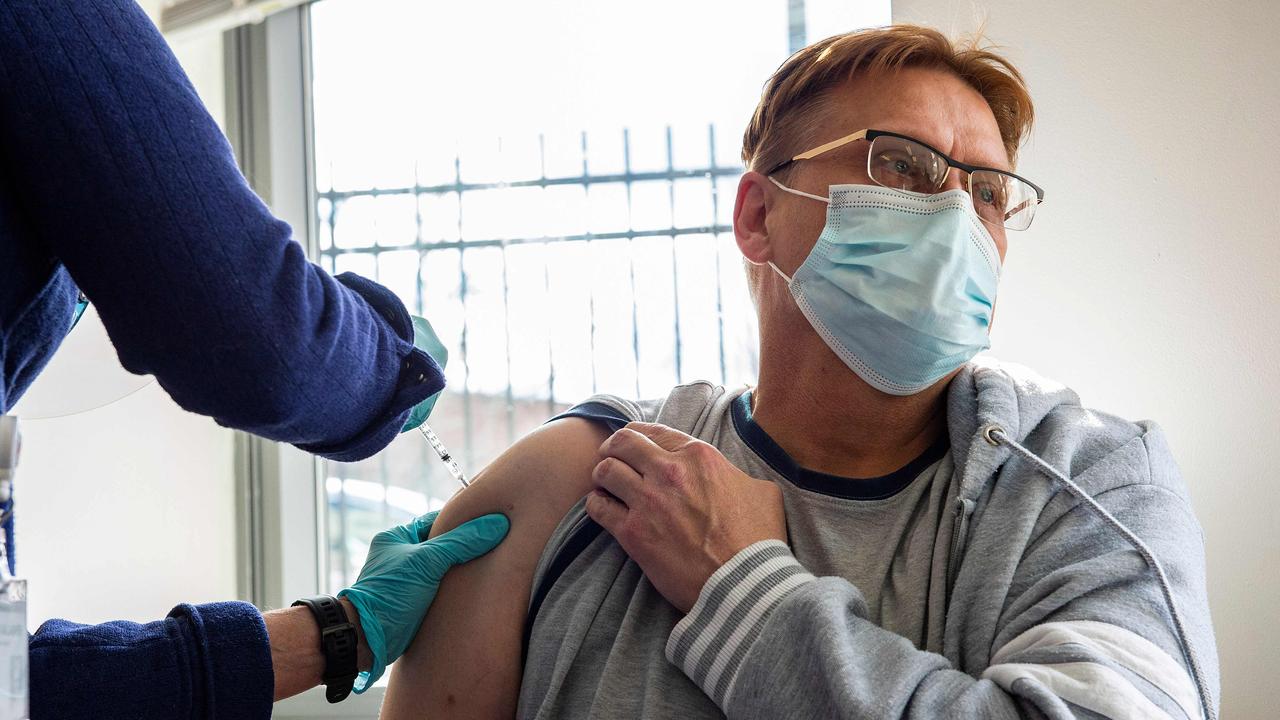 A man is vaccinated against Covid at a clinic in Connecticut. Picture: AFP