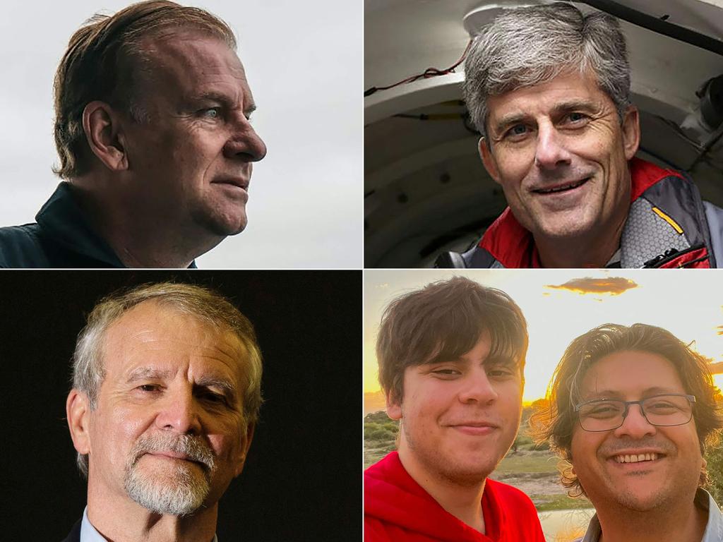 Hamish Harding, Stockton Rush, Paul-Henri Nargeolet, Suleman Dawood and his father Shahzada Dawood died in the sub disaster last month. Pictures: Joal Saget and various sources / AFP